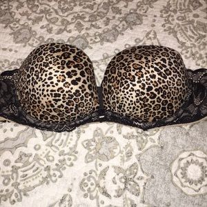Victoria Secret cheetah print strapless bra.